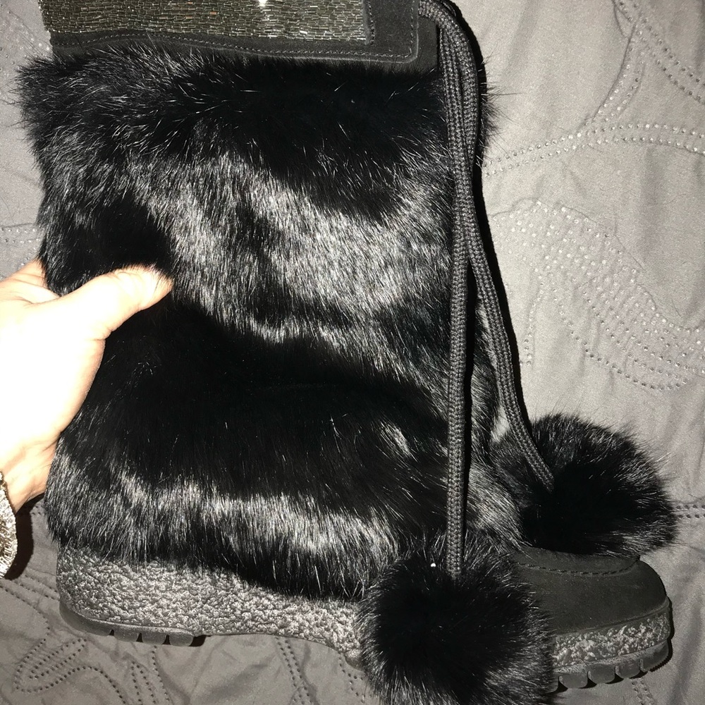 COACH RABBIT FUR 8.5 B MARYANN BOOTS